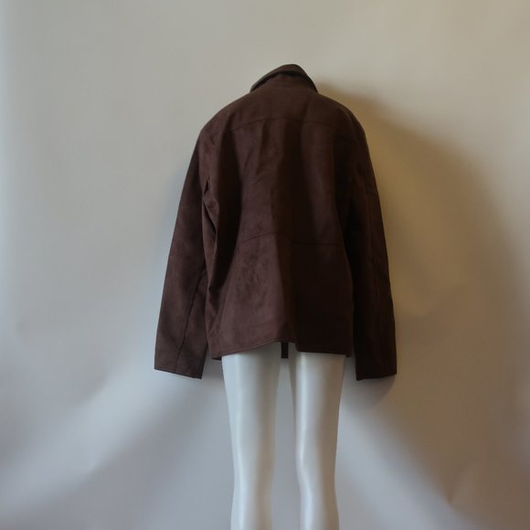 NWT Mens A Collezioni Italia Brown Button-Up Faux Suede Jacket XXL * - Picture 9 of 12